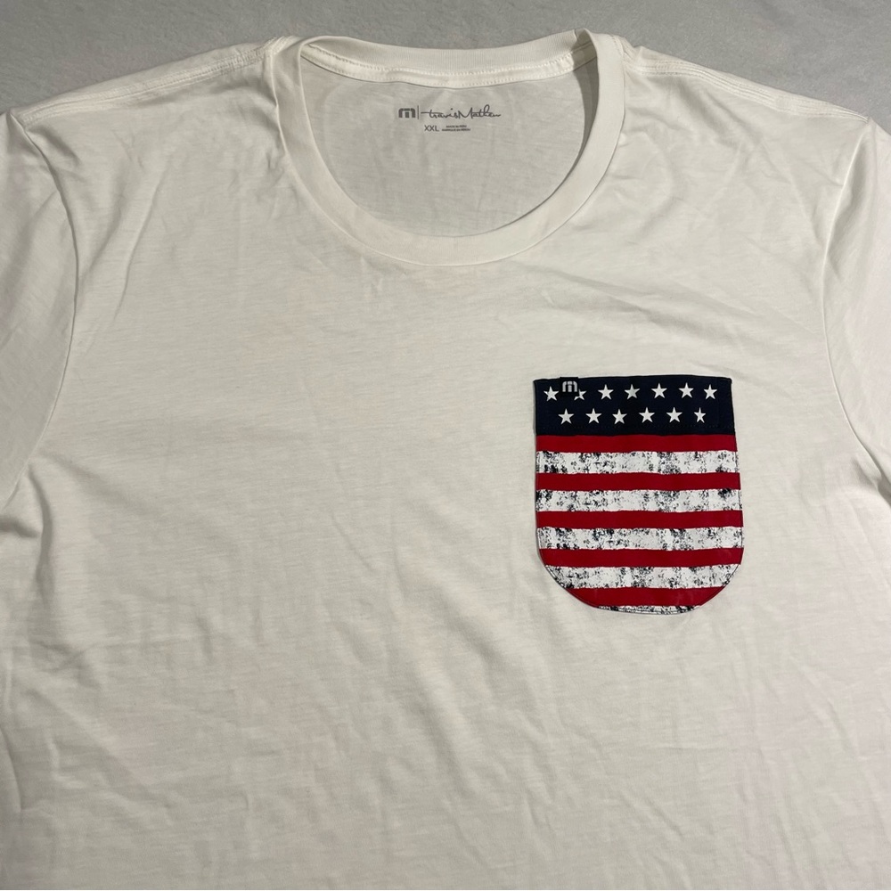 Travis Mathew Mens 100% Pima Cotton USA Flag Pocket T Shirt Size XXL